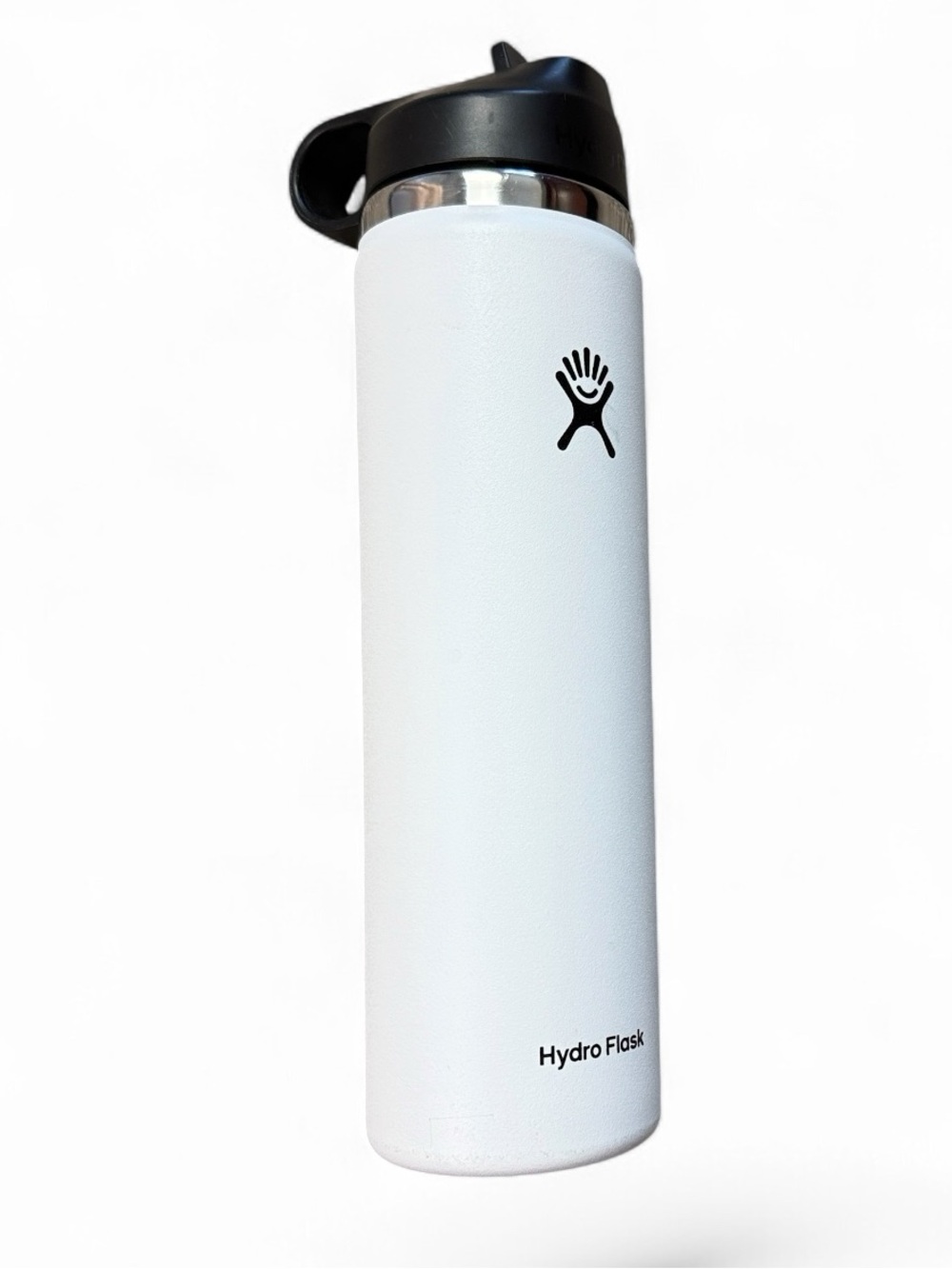 Hydro Flask White Bottle with Black Flip Lid